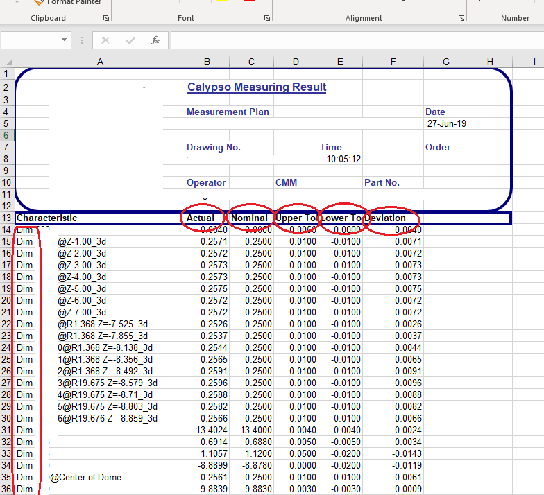Calypso Excel Output General ZEISS Qualityforum